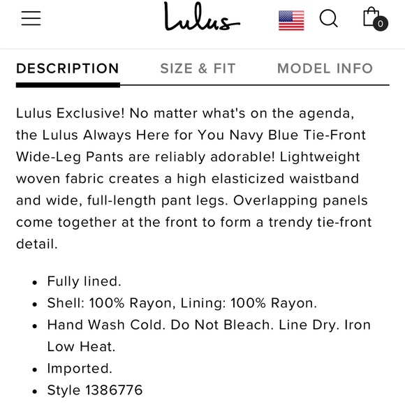 NWT Lulus Always Here For You Navy Blue Tie Wrap Front Wide Leg Pants - XS - Picture 10 of 14